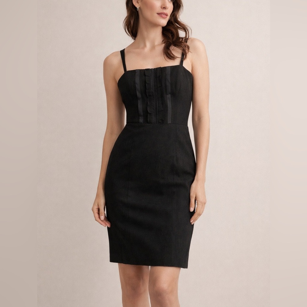 Banana Republic Black Sheath Dress Wool Blend Work Office Career Size 8 Classic